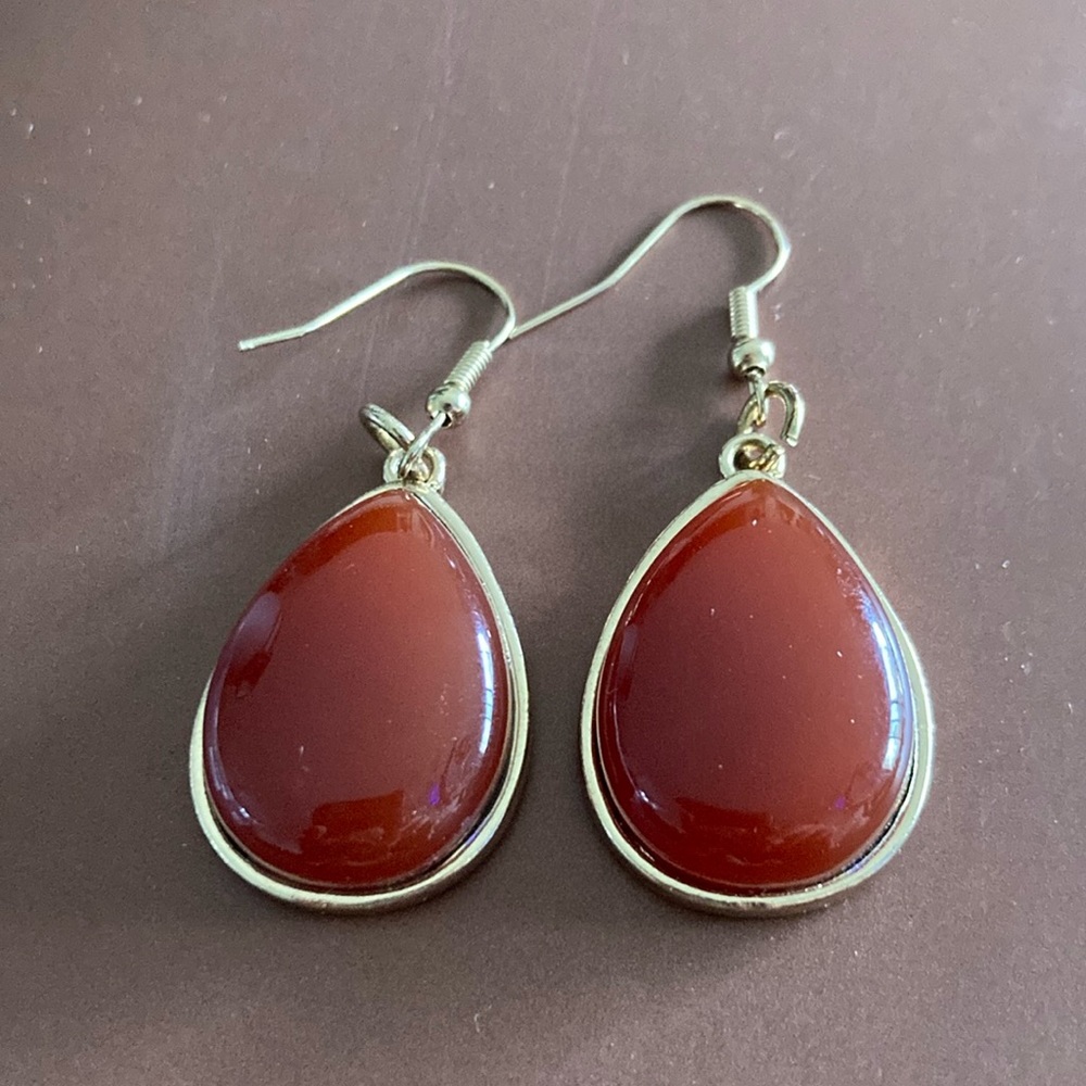 Sterling Silver Pear Shape Gemstone Red Onyx Dangle Earring For Partner Birthday